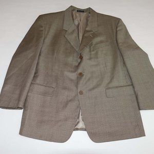 Lazetti Men's Houndstooth Sport Coat Size 44 Short Brown Super 100s Wool Jacket